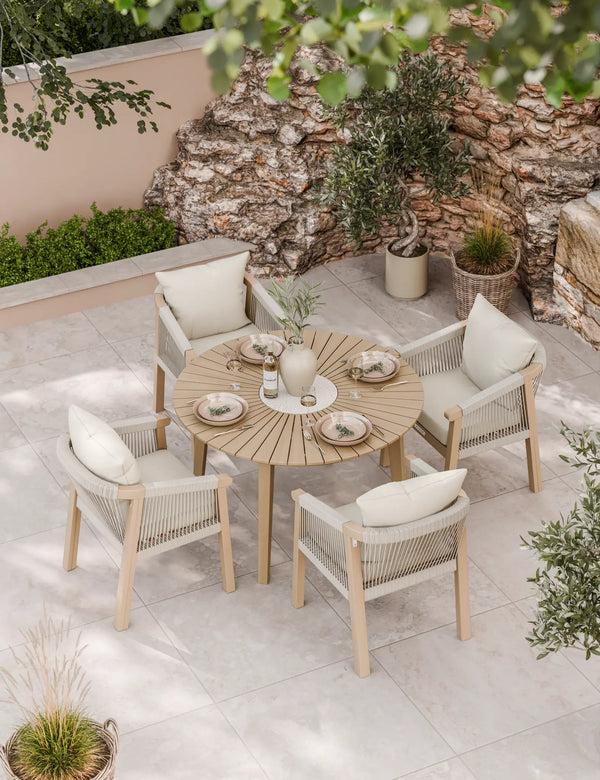 royalcraft Roma 4 Seater Round Sunray with Terrazzo Insert Dining Set with Roma D