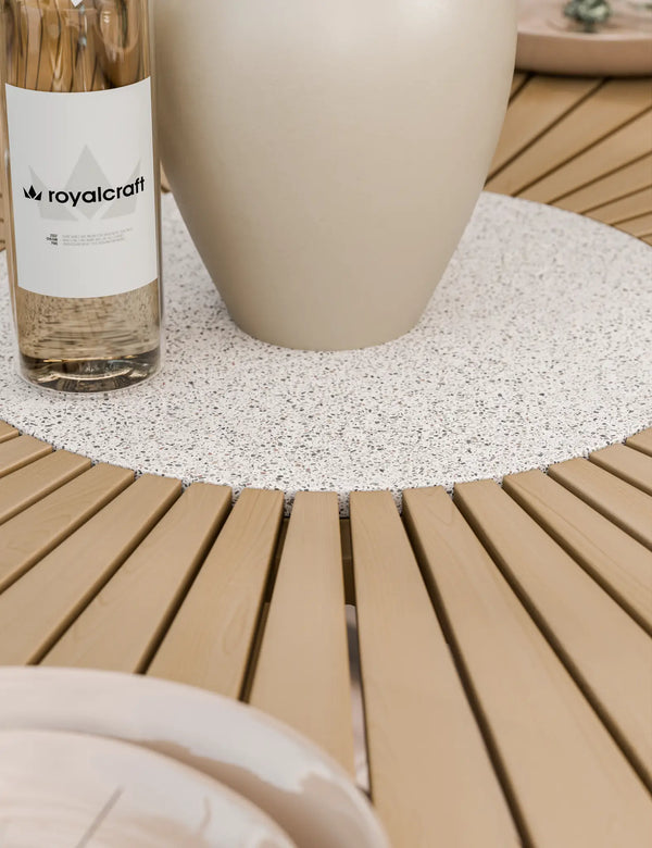 Royalcraft Roma 4 Seater Round Sunray With Terrazzo Insert Dining Set With Sol Di