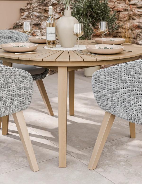 Royalcraft Roma 4 Seater Round Sunray With Terrazzo Insert Dining Set With Sol Di