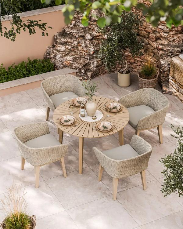 royalcraft Roma 4 Seater Round Sunray with Terrazzo Insert Dining Set with Eden D