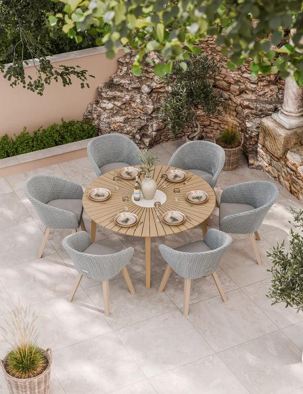 royalcraft Roma 6 Seater 150cm Round Sunray with Terrazzo Insert Dining Set with