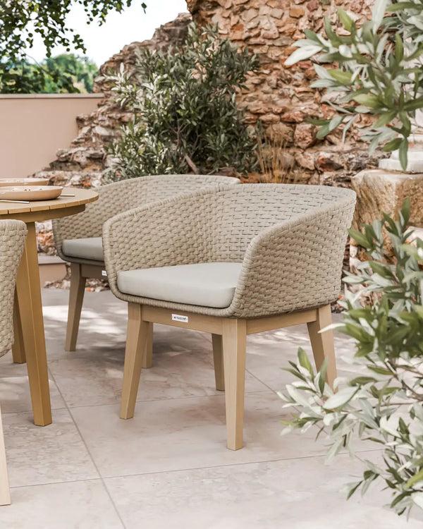 Royalcraft Roma 6 Seater Round Sunray With Terrazzo Insert Dining Set With Eden D