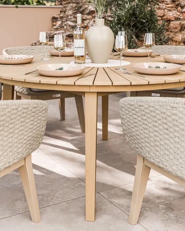 Royalcraft Roma 6 Seater Round Sunray With Terrazzo Insert Dining Set With Eden D
