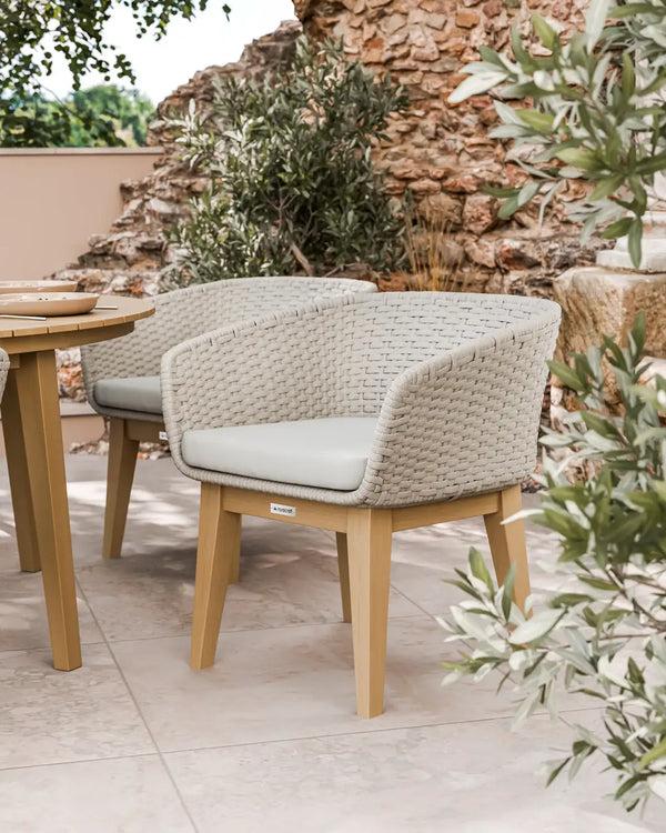 Royalcraft Roma 6 Seater Round Sunray With Terrazzo Insert Dining Set With Eden D