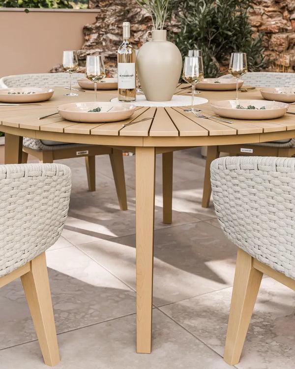 Royalcraft Roma 6 Seater Round Sunray With Terrazzo Insert Dining Set With Eden D