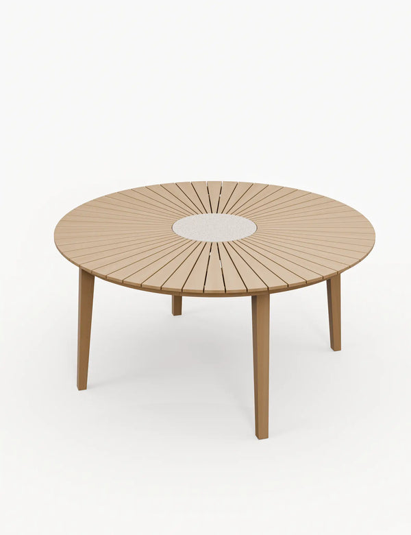 Royalcraft Roma 6 Seater Round Sunray With Terrazzo Insert Dining Set With Eden D