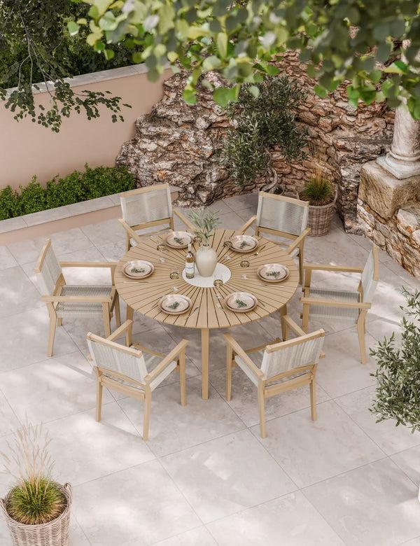 royalcraft Roma 6 Seater Round Sunray with Terrazzo Insert Dining Set with Roma R