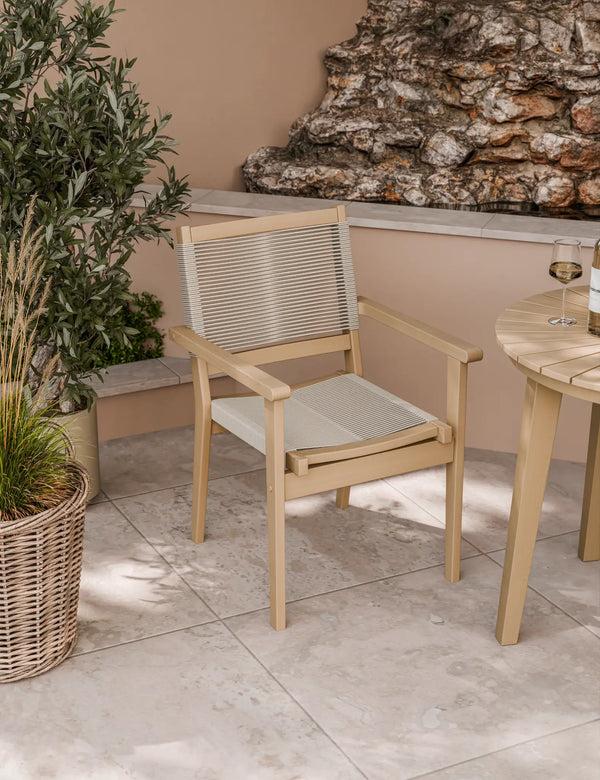 Royalcraft Roma 80cm Round Sunray Bistro Set With Roma Rope Stacking Chairs