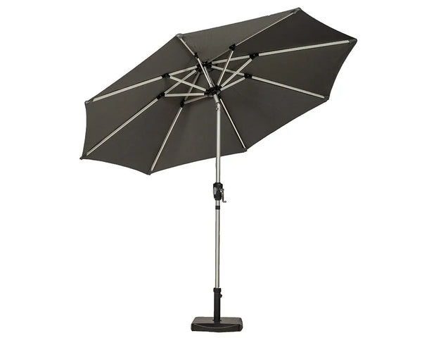 Royalcraft Crank And Tilt LED Strip Parasol - Grey