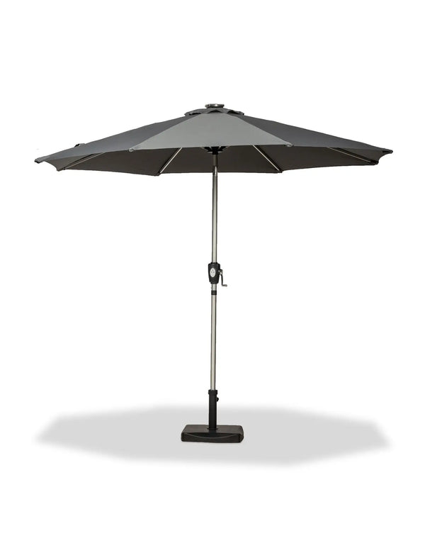 Royalcraft Crank And Tilt LED Strip Parasol - Grey