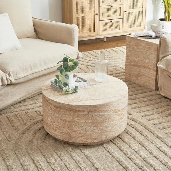 royalcraft Pisa Round Travertine Look Coffee Table
