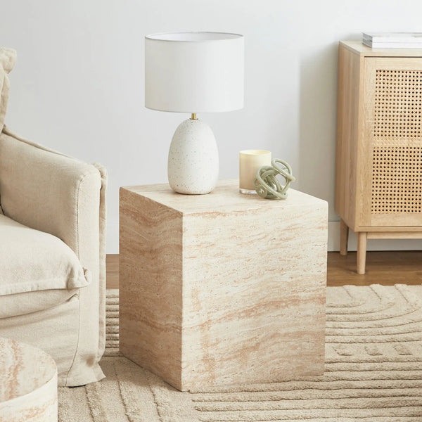 Royalcraft Pisa Square Travertine Look Side Table