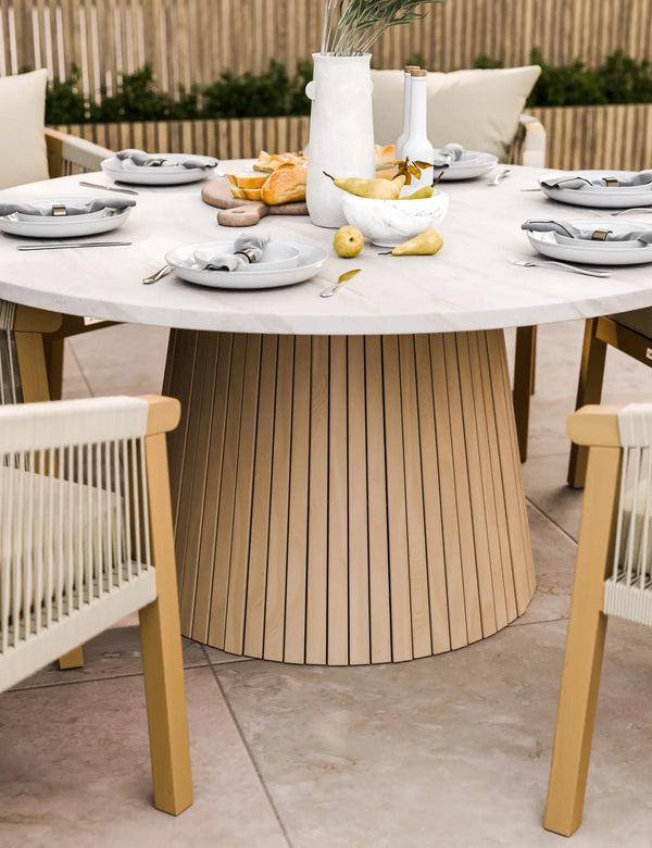 Royalcraft Saturn 6 Seater Round Conical Dining Set With Roma Dining Chairs