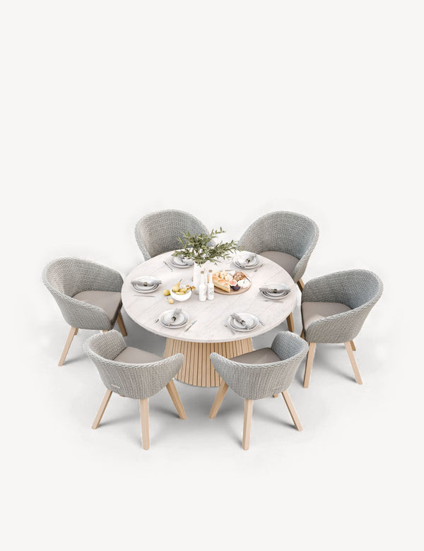royalcraft Saturn 6 Seater Round Conical Dining Set with Sol Dining Chairs
