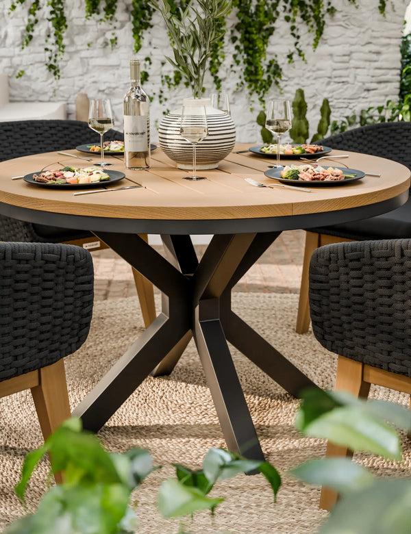 Royalcraft Tuscany 4 Seater Round Dining Set With Eden Night Dining Chairs