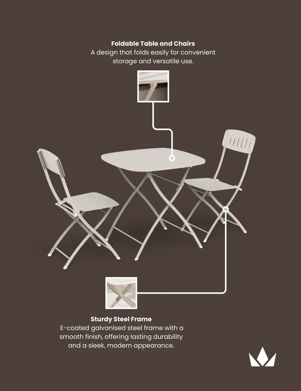 Royalcraft Venice 2 Seater Folding Bistro Set In Champagne