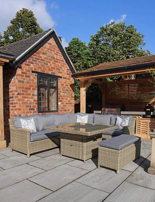 royalcraft Wentworth 8 Seater Deluxe Modular Corner Dining & Lounging Set with Sq