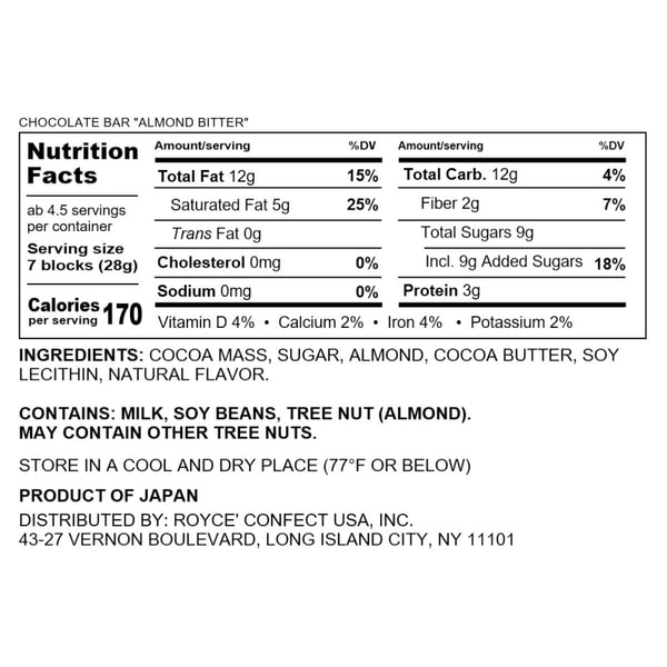 Royce Chocolate Bar "Almond Bitter"