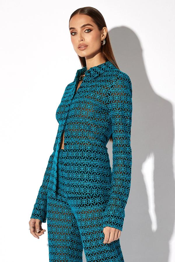 Rta EMBROIDERED BUTTON UP SHIRT