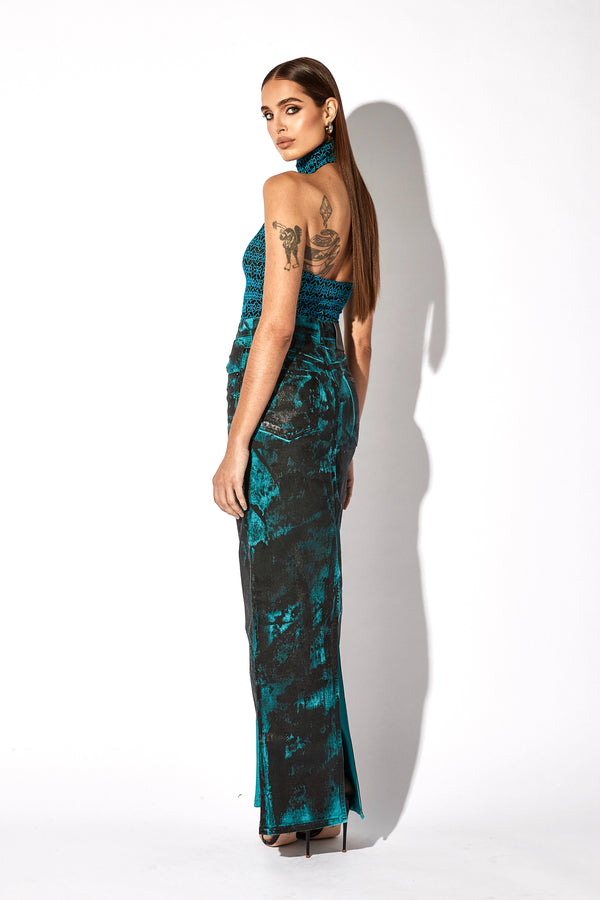 Rta EMBROIDERED MOCK NECK BODYSUIT