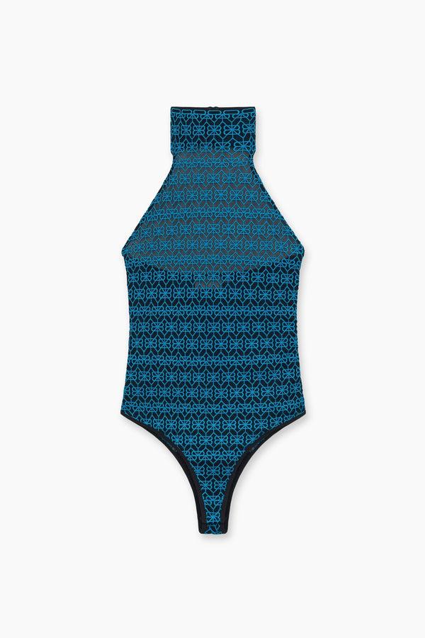 rta EMBROIDERED MOCK NECK BODYSUIT