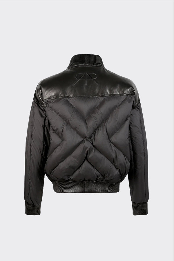 Rta LEATHER CONTRAST PUFFER JACKET