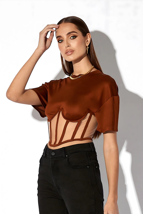 rta SHORT SLEEVE CORSET TOP