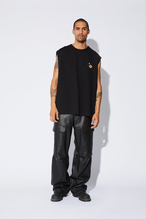 Rta WIDE LEG LEATHER CARGO PANTS