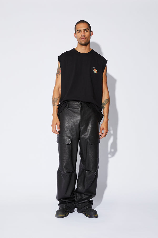 Rta WIDE LEG LEATHER CARGO PANTS