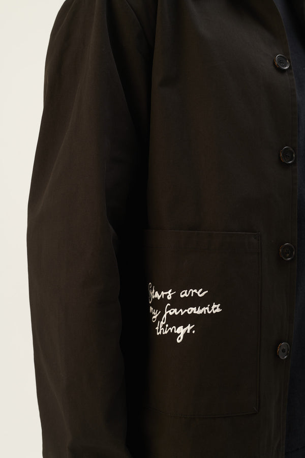 Rue De Tokyo CAMERON MOOMIN COTTON TWILL - BLACK WHITE EMBROIDERY