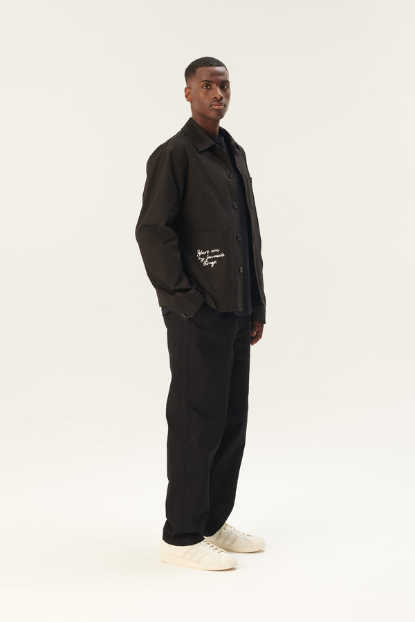 rue de tokyo CAMERON MOOMIN COTTON TWILL - BLACK WHITE EMBROIDERY