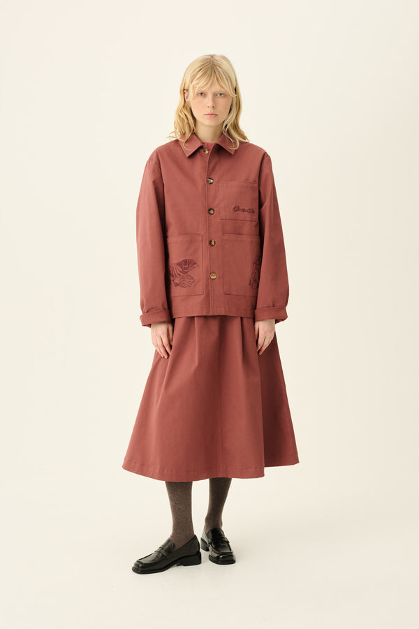 Rue De Tokyo CAMERON MOOMIN TWILL EMBROIDERY - BERRY ROSE WITH DARK BERRY EMBROIDERY