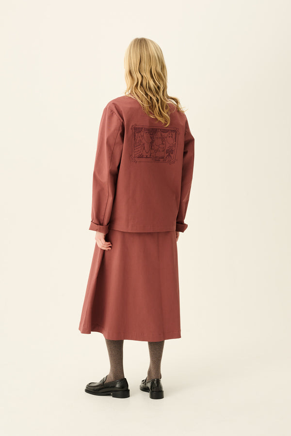 Rue De Tokyo CAMERON MOOMIN TWILL EMBROIDERY - BERRY ROSE WITH DARK BERRY EMBROIDERY