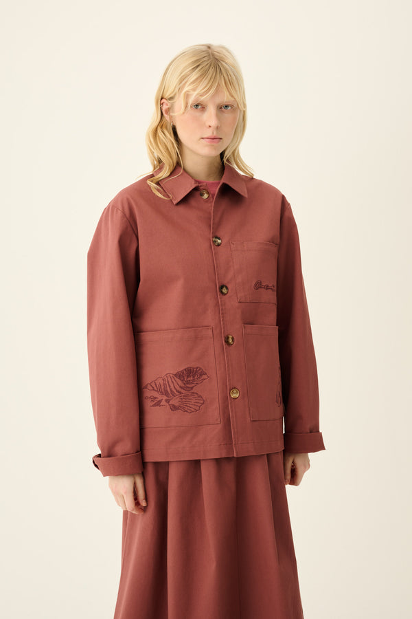 rue de tokyo CAMERON MOOMIN TWILL EMBROIDERY - BERRY ROSE WITH DARK BERRY EMBROIDERY