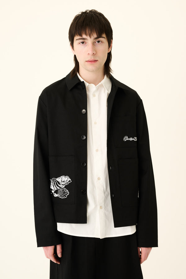 Rue De Tokyo CAMERON MOOMIN TWILL EMBROIDERY - BLACK WITH OFF WHITE EMBROIDERY