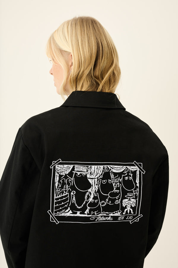 Rue De Tokyo CAMERON MOOMIN TWILL EMBROIDERY - BLACK WITH OFF WHITE EMBROIDERY