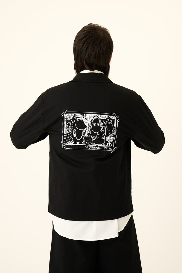 Rue De Tokyo CAMERON MOOMIN TWILL EMBROIDERY - BLACK WITH OFF WHITE EMBROIDERY
