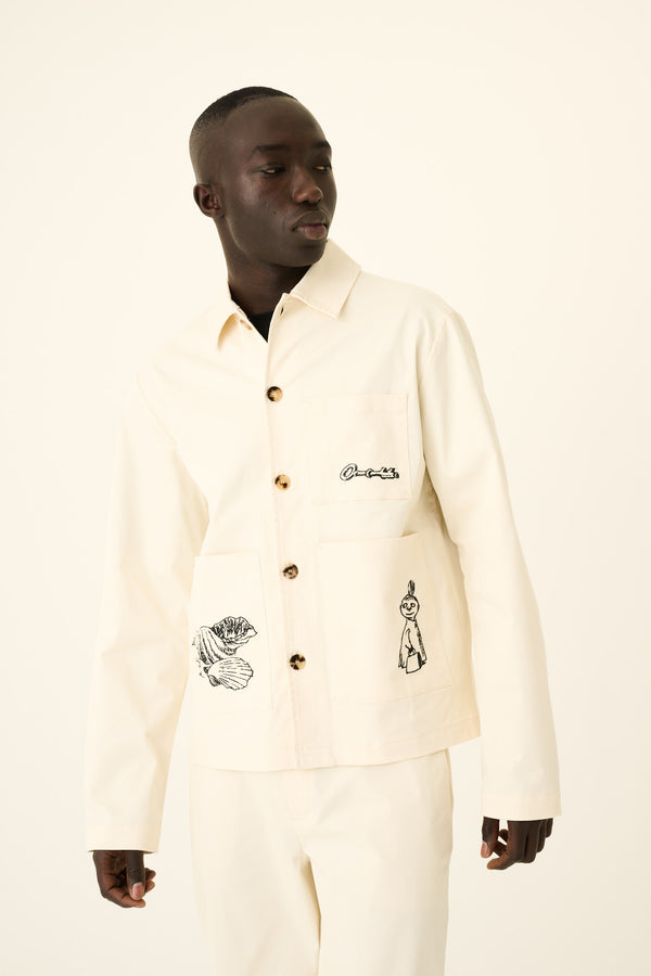 Rue De Tokyo CAMERON MOOMIN TWILL EMBROIDERY - OFF WHITE WITH BLACK EMBROIDERY