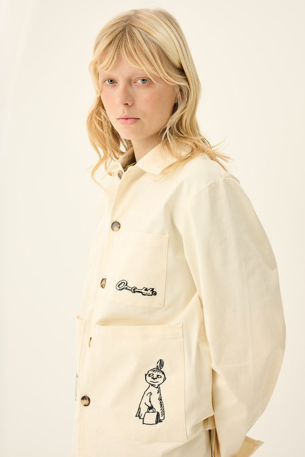 Rue De Tokyo CAMERON MOOMIN TWILL EMBROIDERY - OFF WHITE WITH BLACK EMBROIDERY