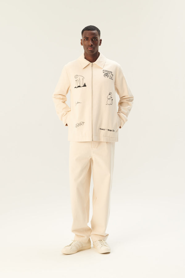 Rue De Tokyo CLAUS EMB MOOMIN COTTON TWILL - IVORY BLACK EMBROIDERY