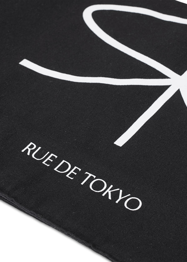 Rue De Tokyo COTTON CANVAS SHOPPING BAG BLACK W. WHITE PRINT