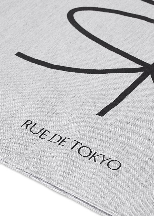 Rue De Tokyo COTTON CANVAS SHOPPING BAG GREY W. BLACK PRINT