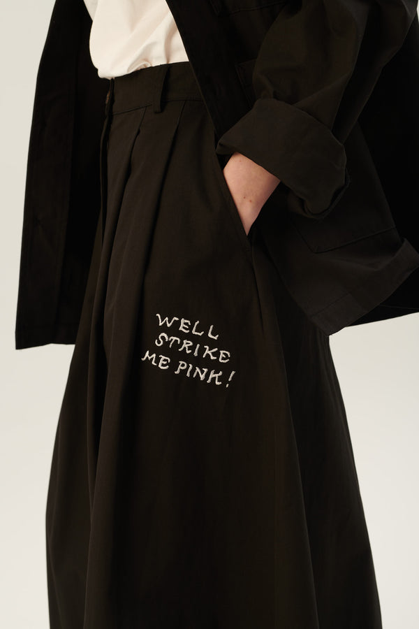 Rue De Tokyo PEN MOOMIN COTTON TWILL - BLACK WHITE EMBROIDERY