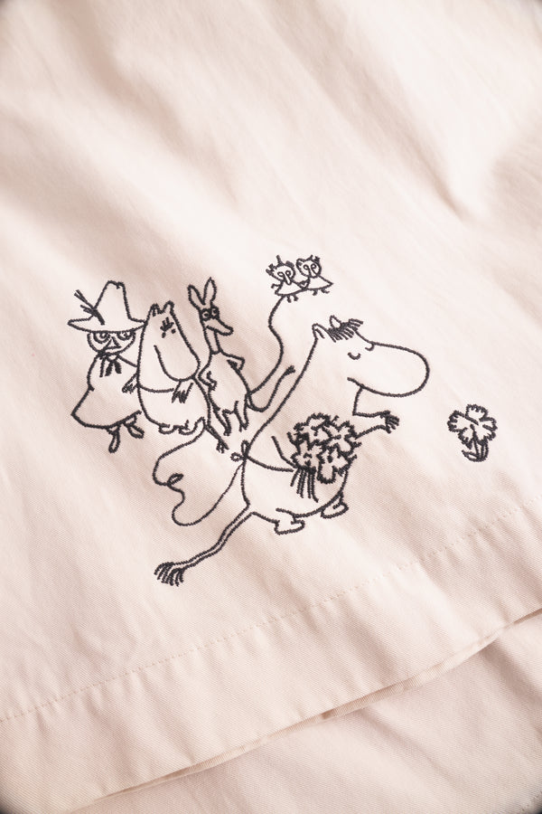 Rue De Tokyo PEN MOOMIN COTTON TWILL - IVORY BLACK EMBROIDERY