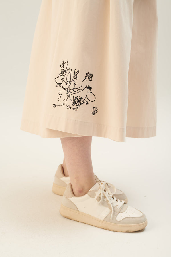 Rue De Tokyo PEN MOOMIN COTTON TWILL - IVORY BLACK EMBROIDERY
