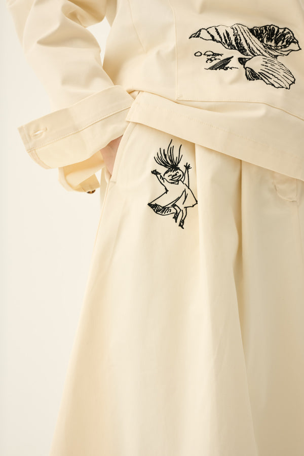 Rue De Tokyo PEN MOOMIN TWILL EMBROIDERY - OFF WHITE WITH BLACK EMBROIDERY