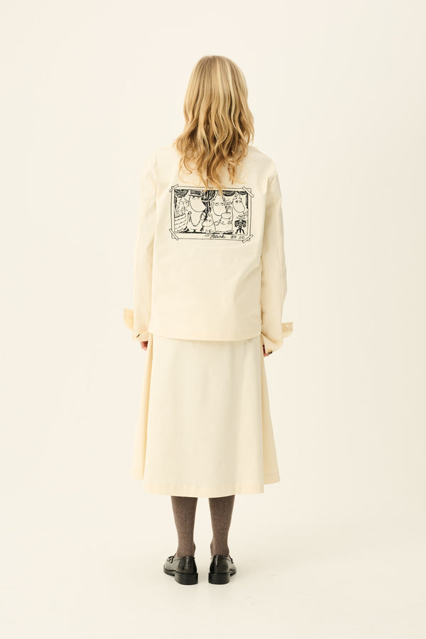 Rue De Tokyo PEN MOOMIN TWILL EMBROIDERY - OFF WHITE WITH BLACK EMBROIDERY