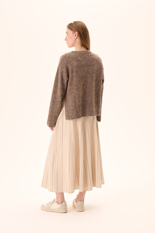 Rue De Tokyo PILAR STRIPED TENCEL - ECRU BLACK STRIPE