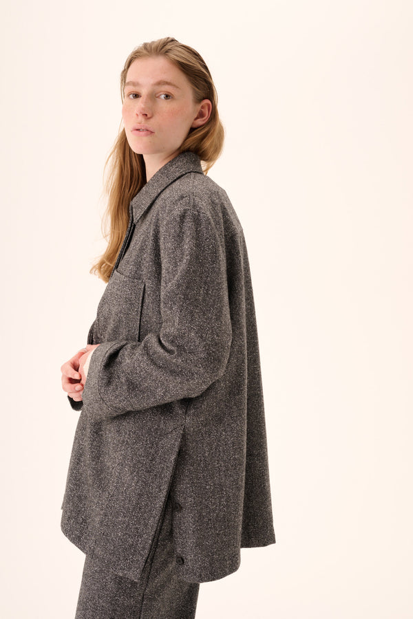 Rue De Tokyo CAMI HERRINGBONE BOUCLE - BLACK/WHITE