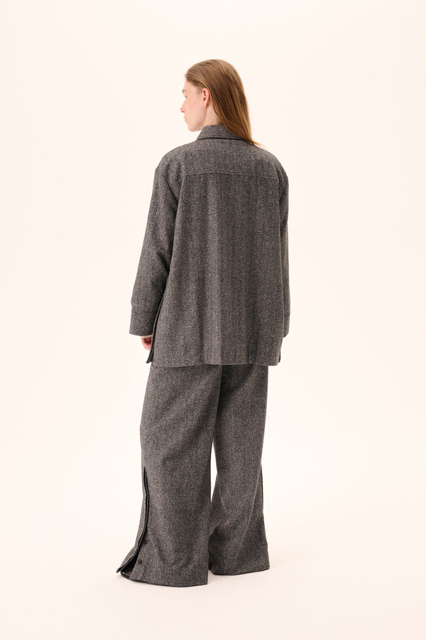 Rue De Tokyo CAMI HERRINGBONE BOUCLE - BLACK/WHITE